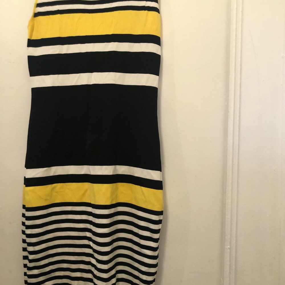 Yellow black white dress